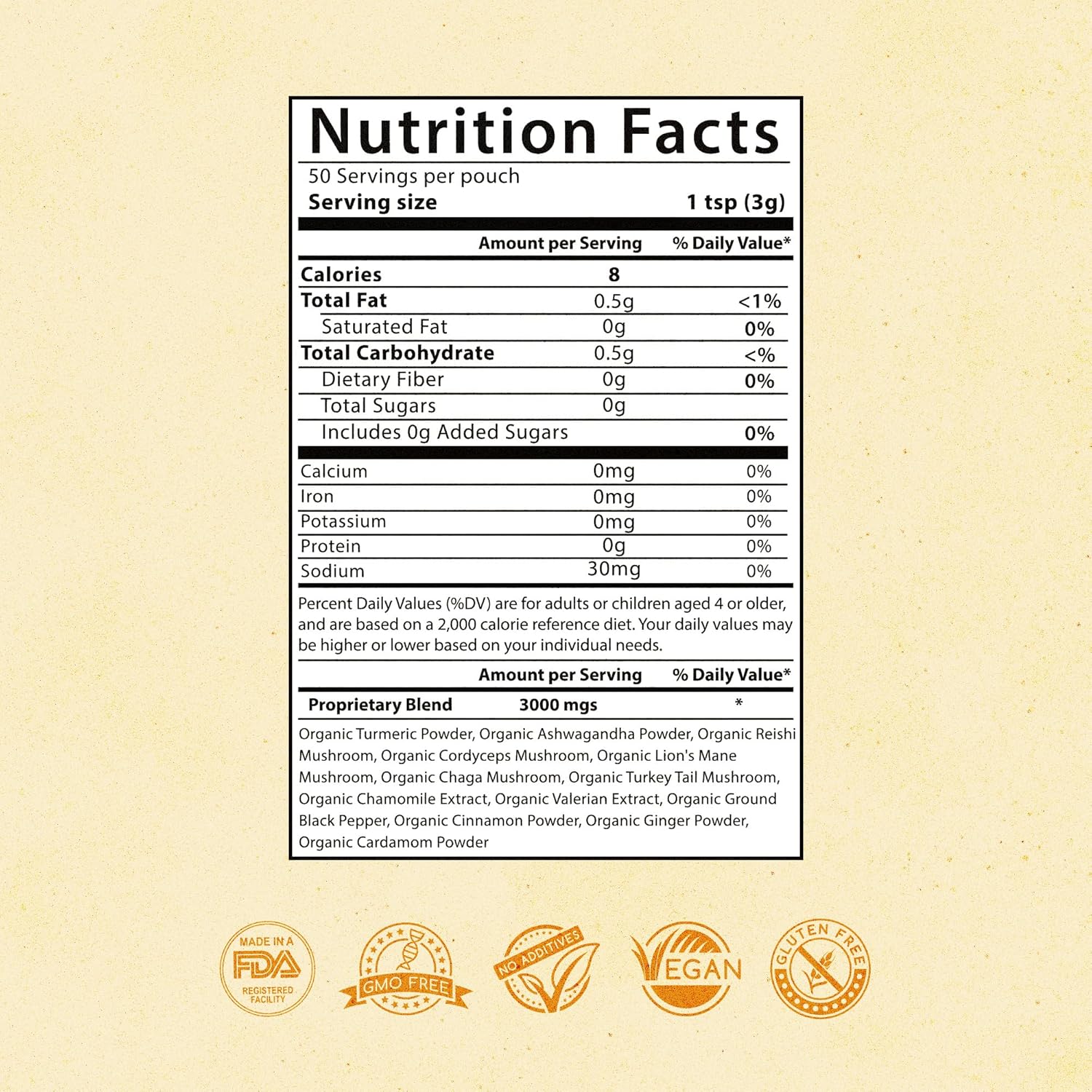 Golden Milk Magic | Turmeric & Mushroom Superfood Blend – 50 Servings