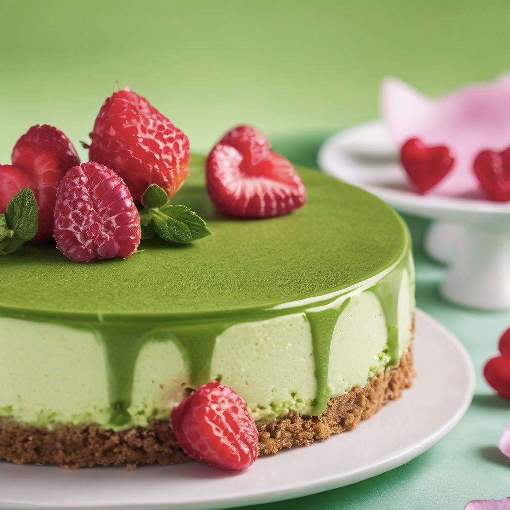 Matcha No-Bake Cheesecake with Strawberries
